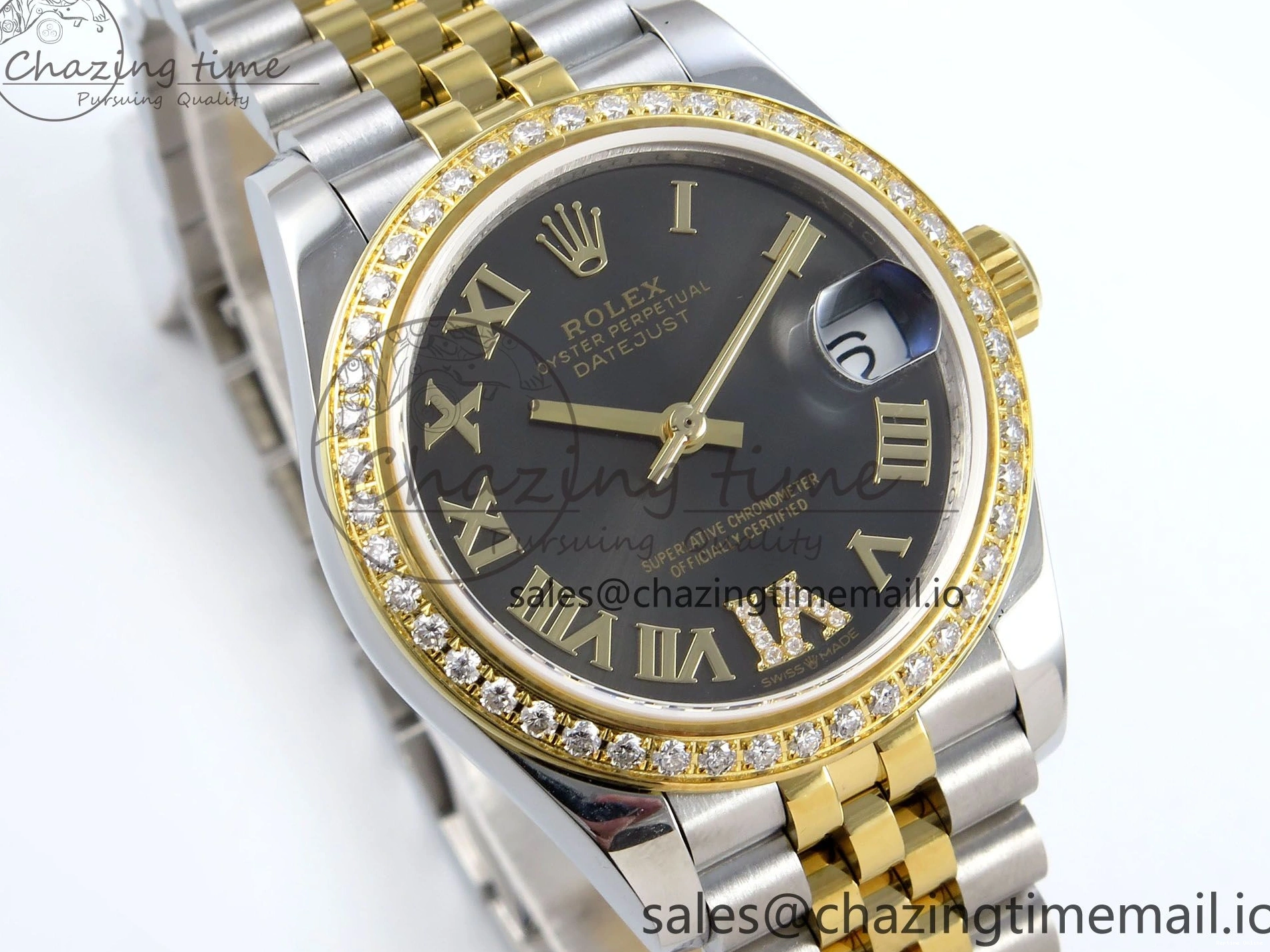 0513 Attractive DateJust 31 278383RBR JARF 1:1 Best Edition 904L Steel Gray Roman Diamonds Dial on SS YG Jubilee Bracelet HZ 880